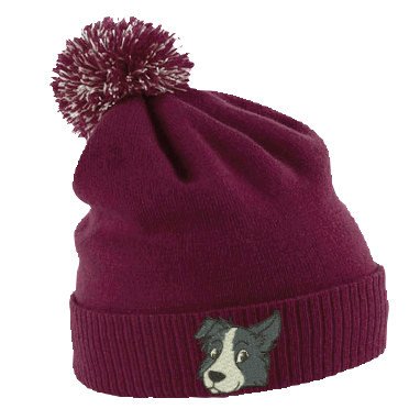 Embroidered Border Collie bobble hat